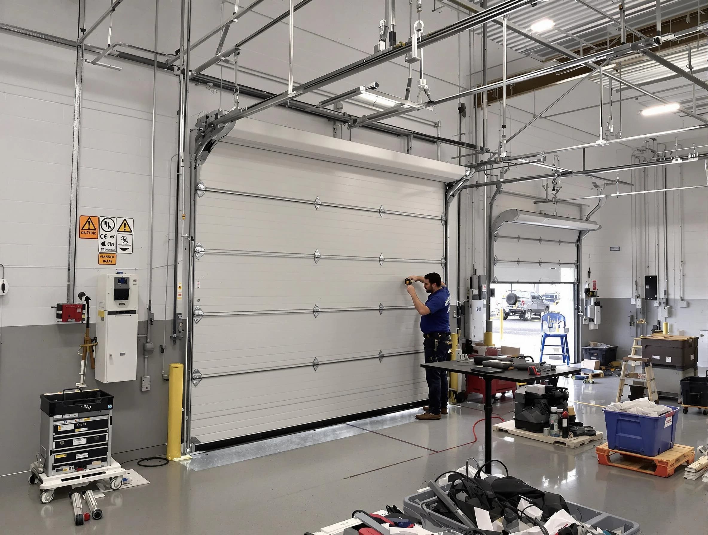 Commercial garage door repair being performed by Canonsburg Garage Door Repair expert in Canonsburg