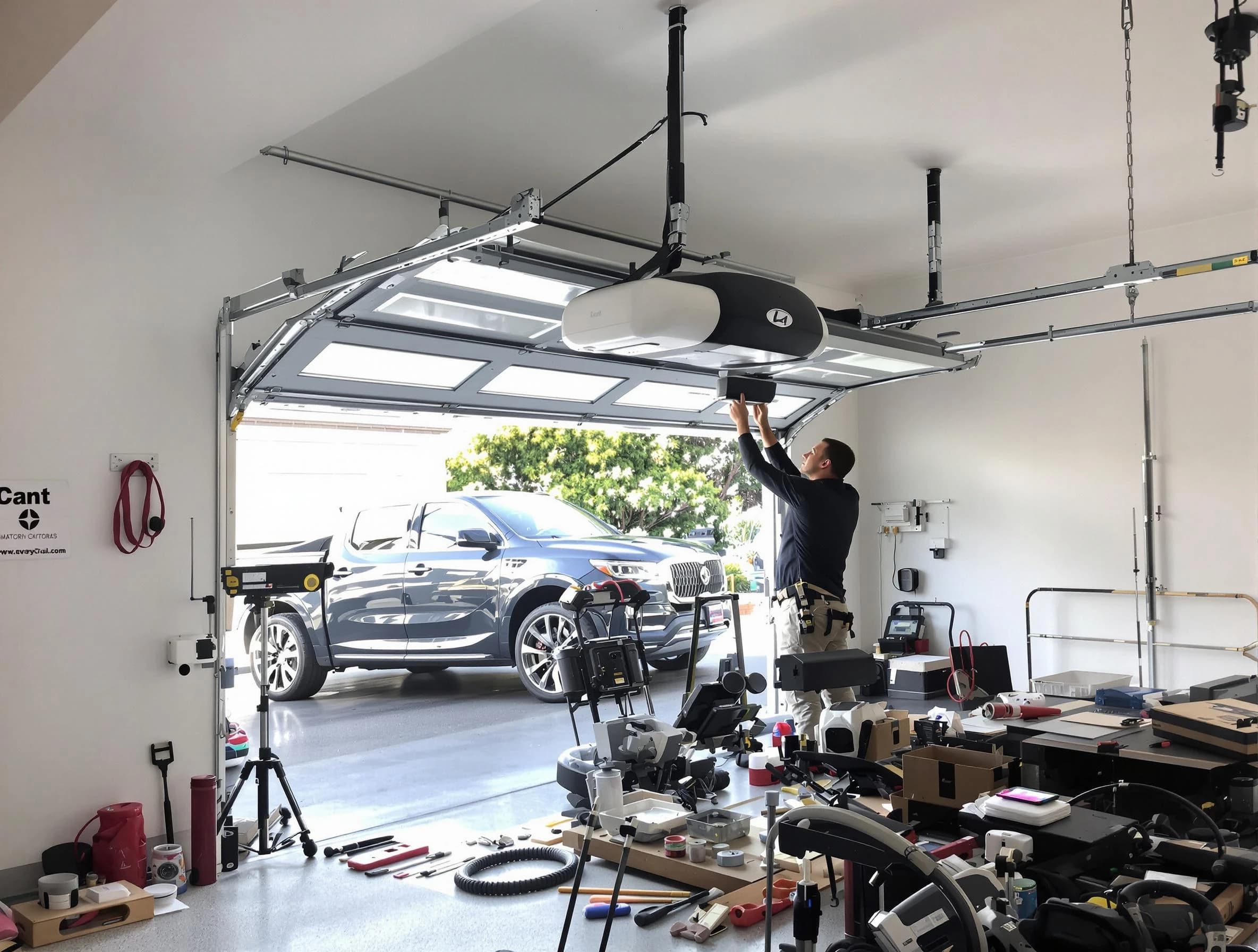 Canonsburg Garage Door Repair specialist installing smart garage door opener system in Canonsburg home