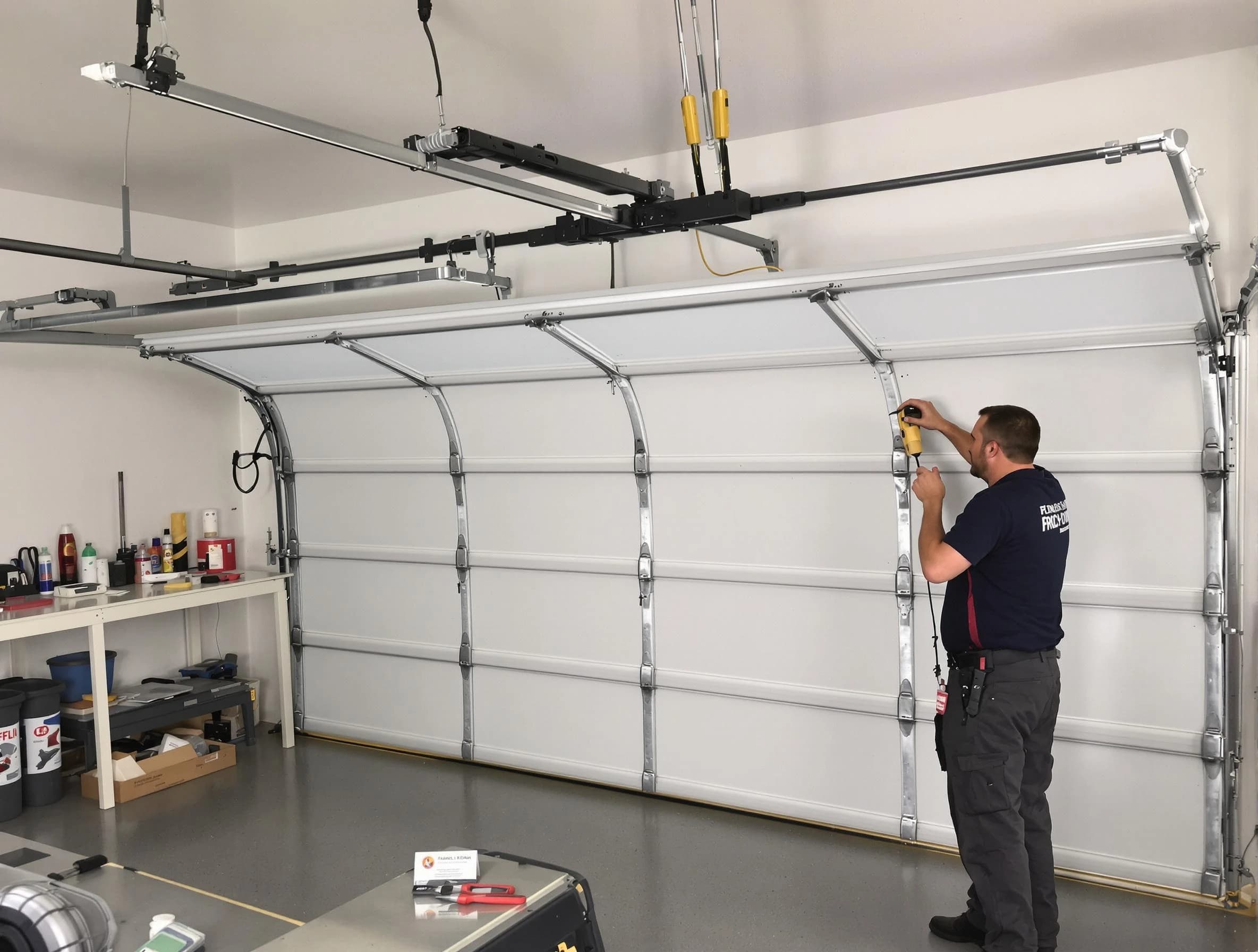 Canonsburg Garage Door Repair certified technician performing overhead door system repair in Canonsburg