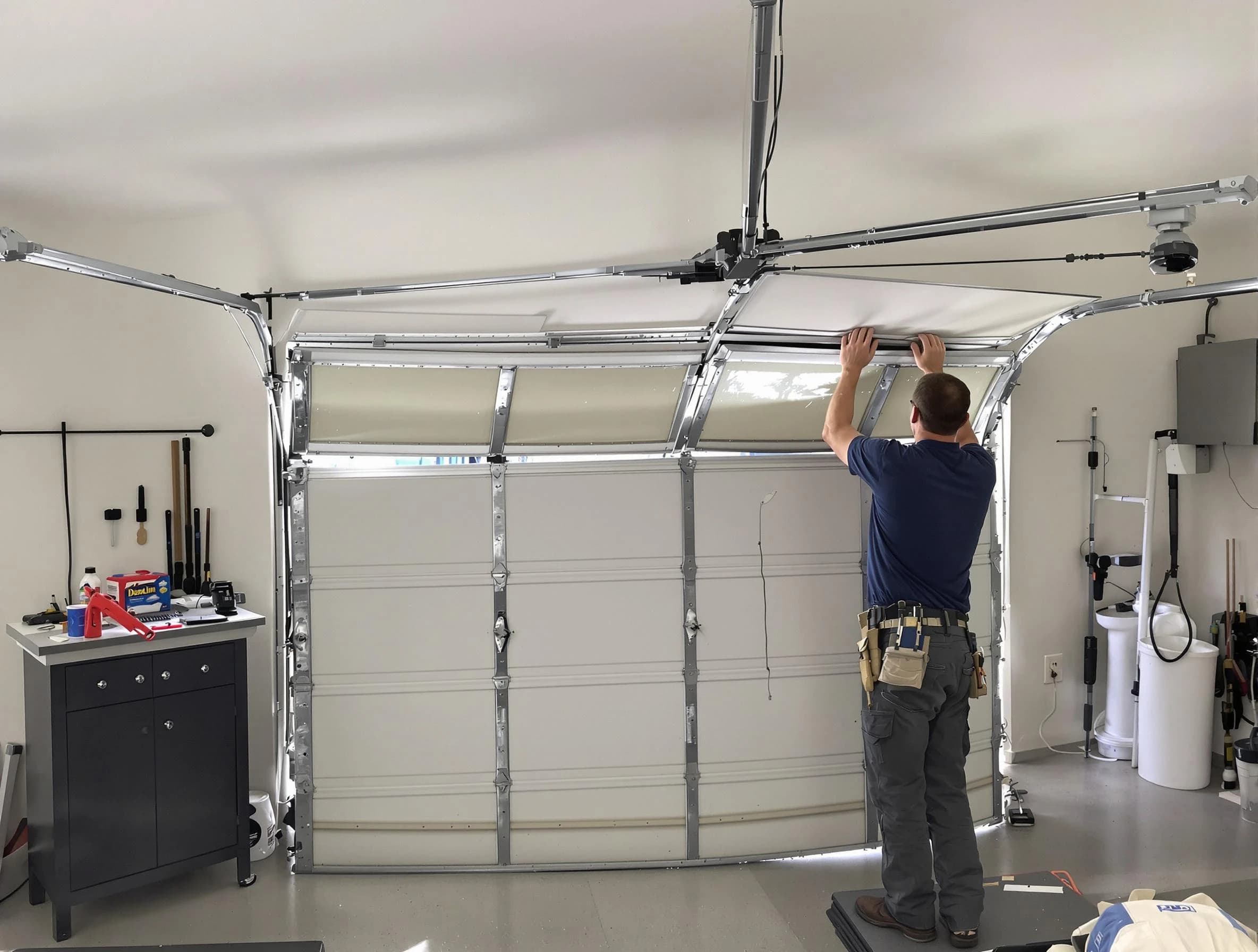 Canonsburg Garage Door Repair specialist performing precise section replacement on Canonsburg garage door