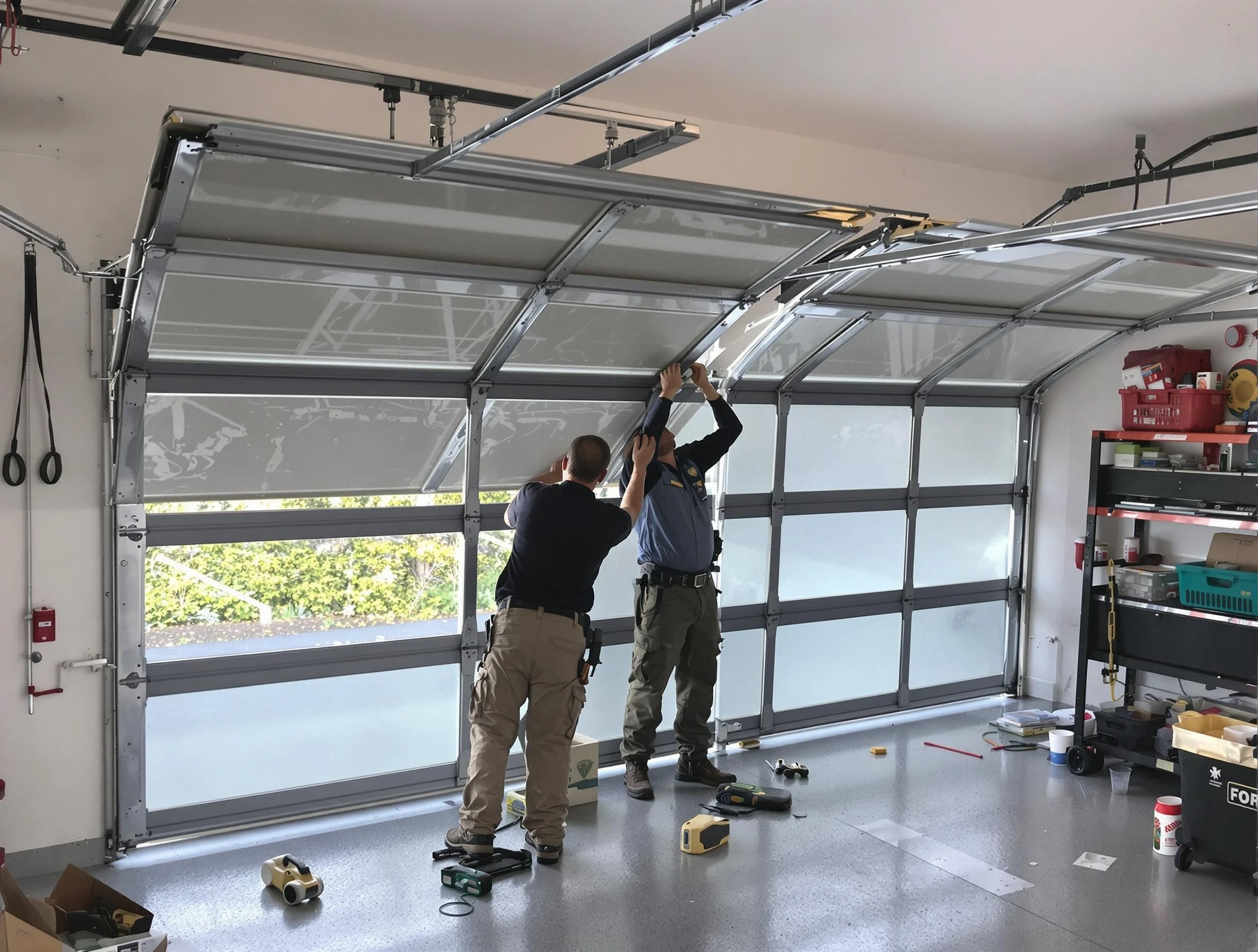 Canonsburg Garage Door Repair expert performing precise panel replacement on Canonsburg garage door